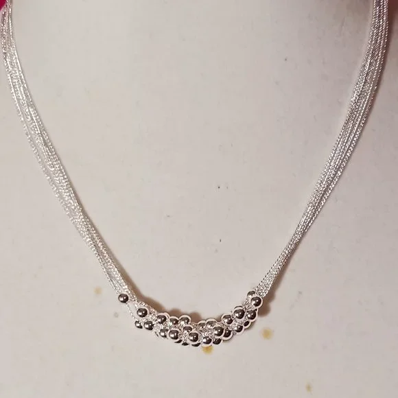 Silver Bead Ball Grapes Fashion Necklace NWOT - Picture 1 of 12
